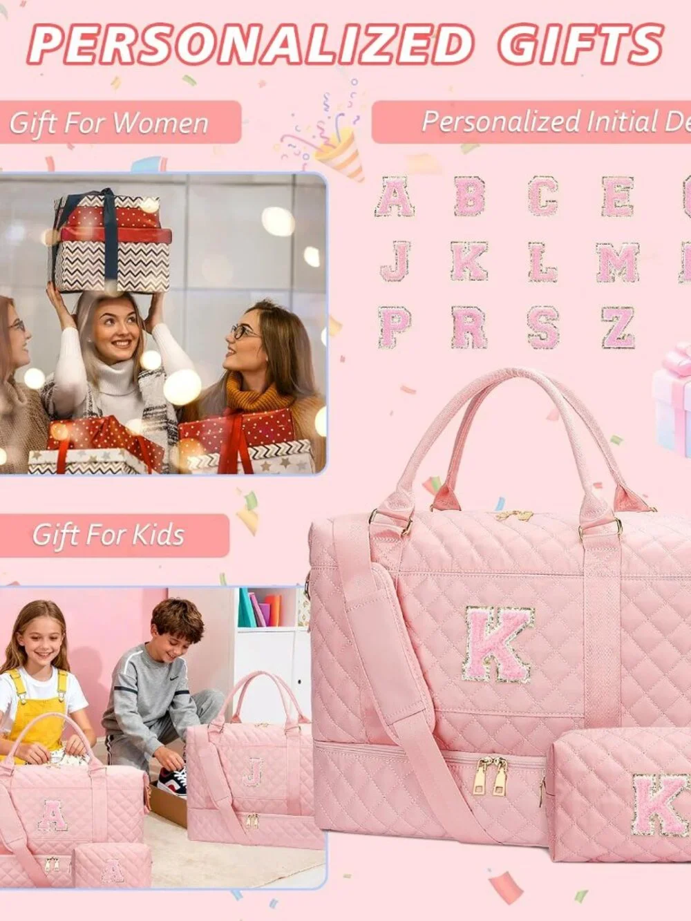 Birthday Gifts Girls Personalized Overnight Duffle Bags Pink,K | Gifts for Girls_3